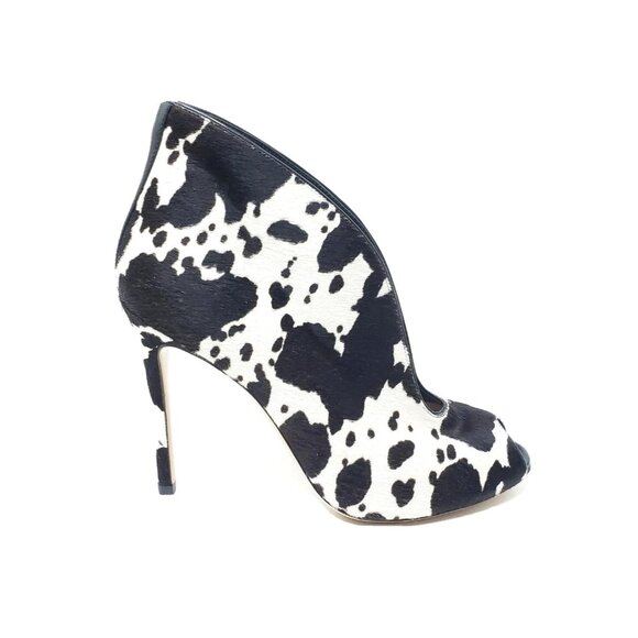 Gianvito Rossi Vamp Cowhide Haircalf Peep Toe Booties Heels EU 38.5 US 8-8.5 - Picture 11 of 12